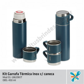 Kit Garrafa Térmica Inox c/ Caneca 