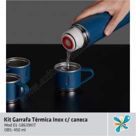 Kit Garrafa Térmica Inox c/ Caneca 