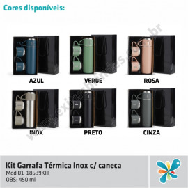 Kit Garrafa Térmica Inox c/ Caneca 