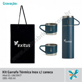 Kit Garrafa Térmica Inox c/ Caneca 