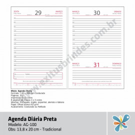 Agenda Diária Preta 