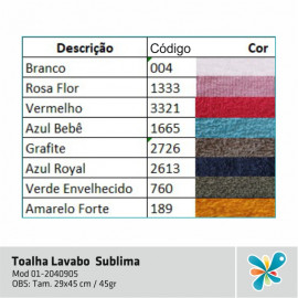Toalha Lavabo Sublima