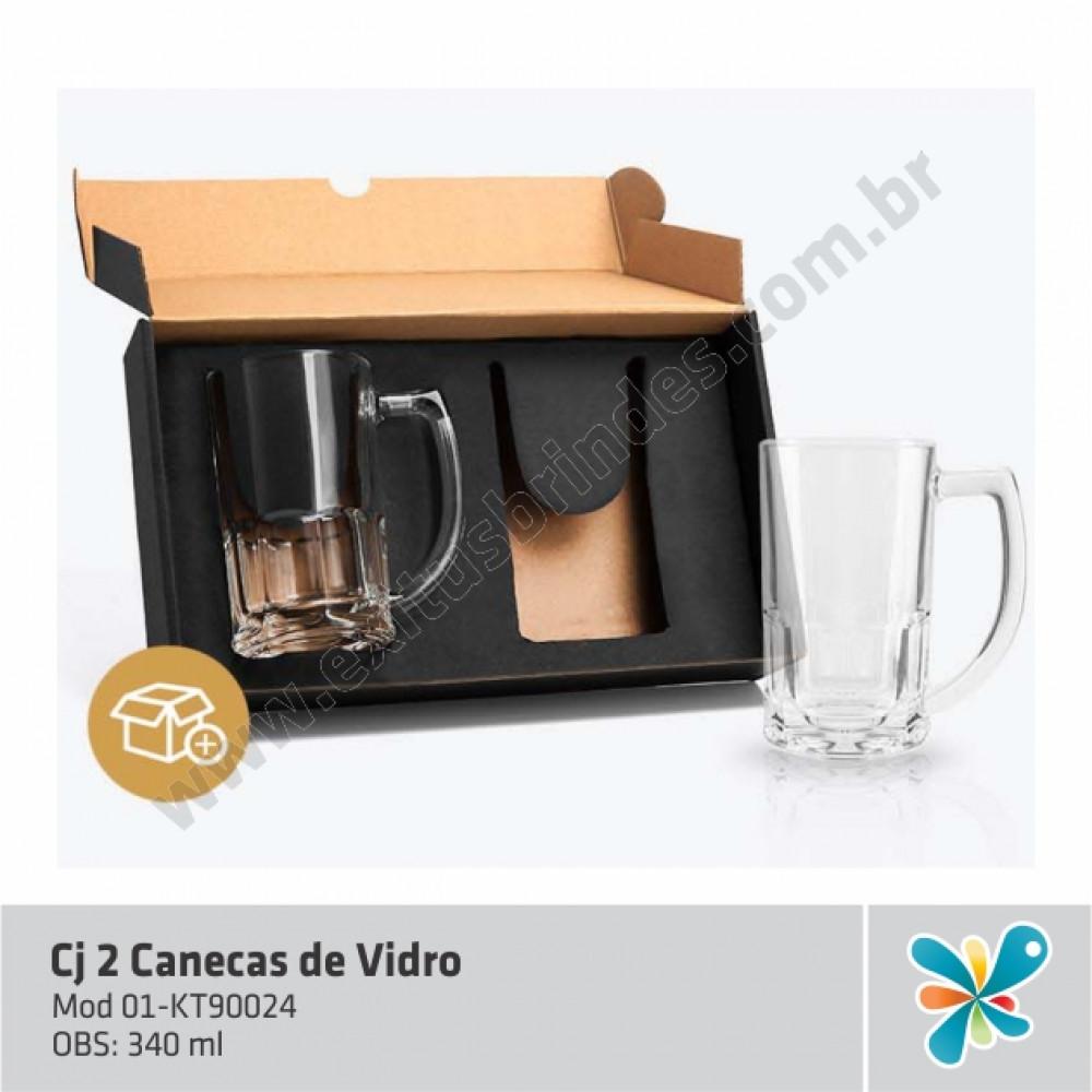 Cj 2 Canecas de Vidro