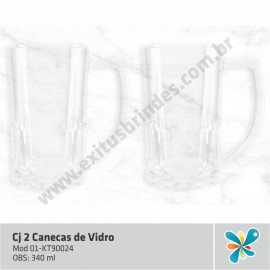 Cj 2 Canecas de Vidro