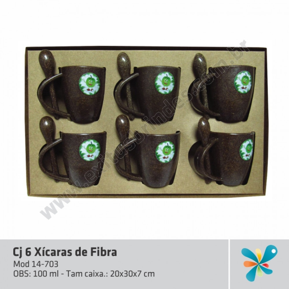 Cj 6 Xícaras de Fibra