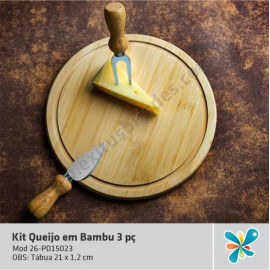 Kit Queijo em Bambu 3 pç