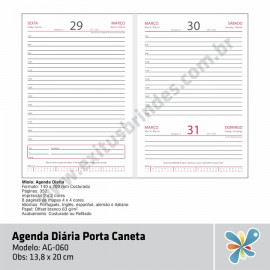 Agenda Diária Porta Caneta 